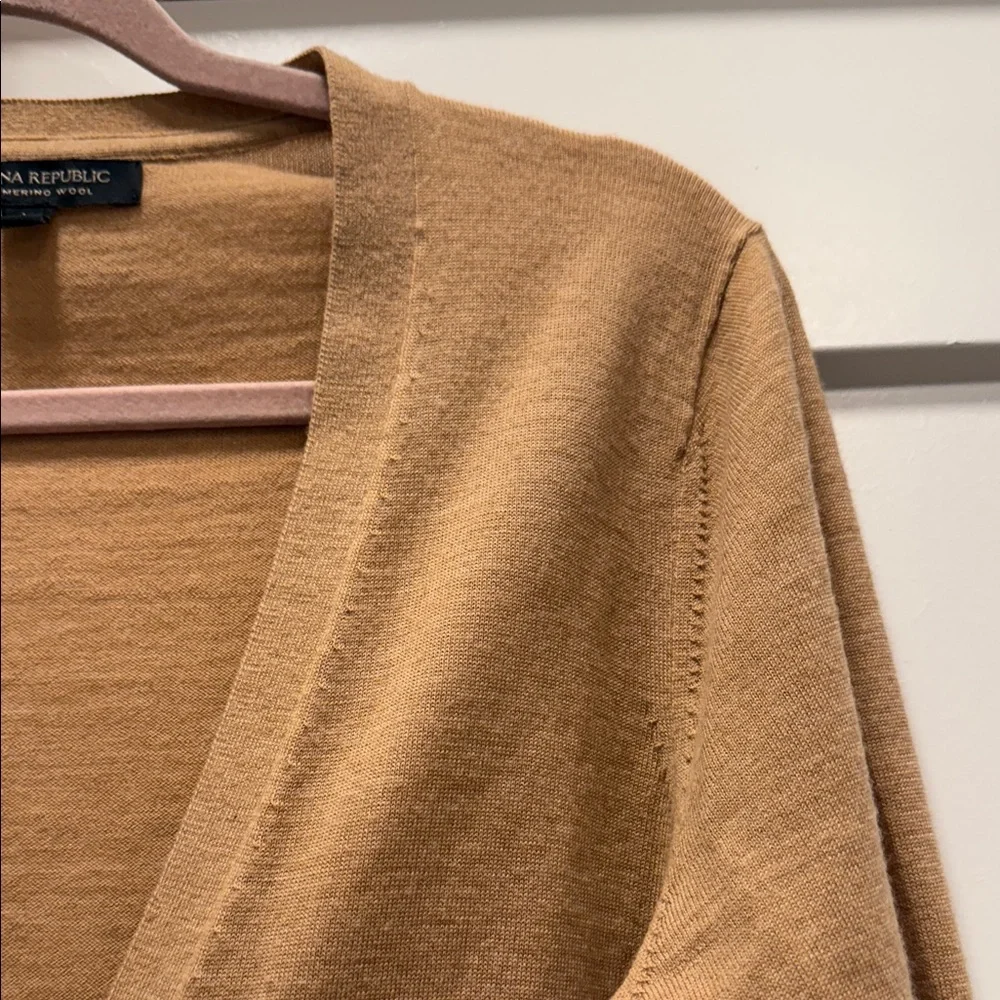 Banana Republic Camel Button-Up Cardigan brown pockets large 100% merino wool - Picture 4 of 8